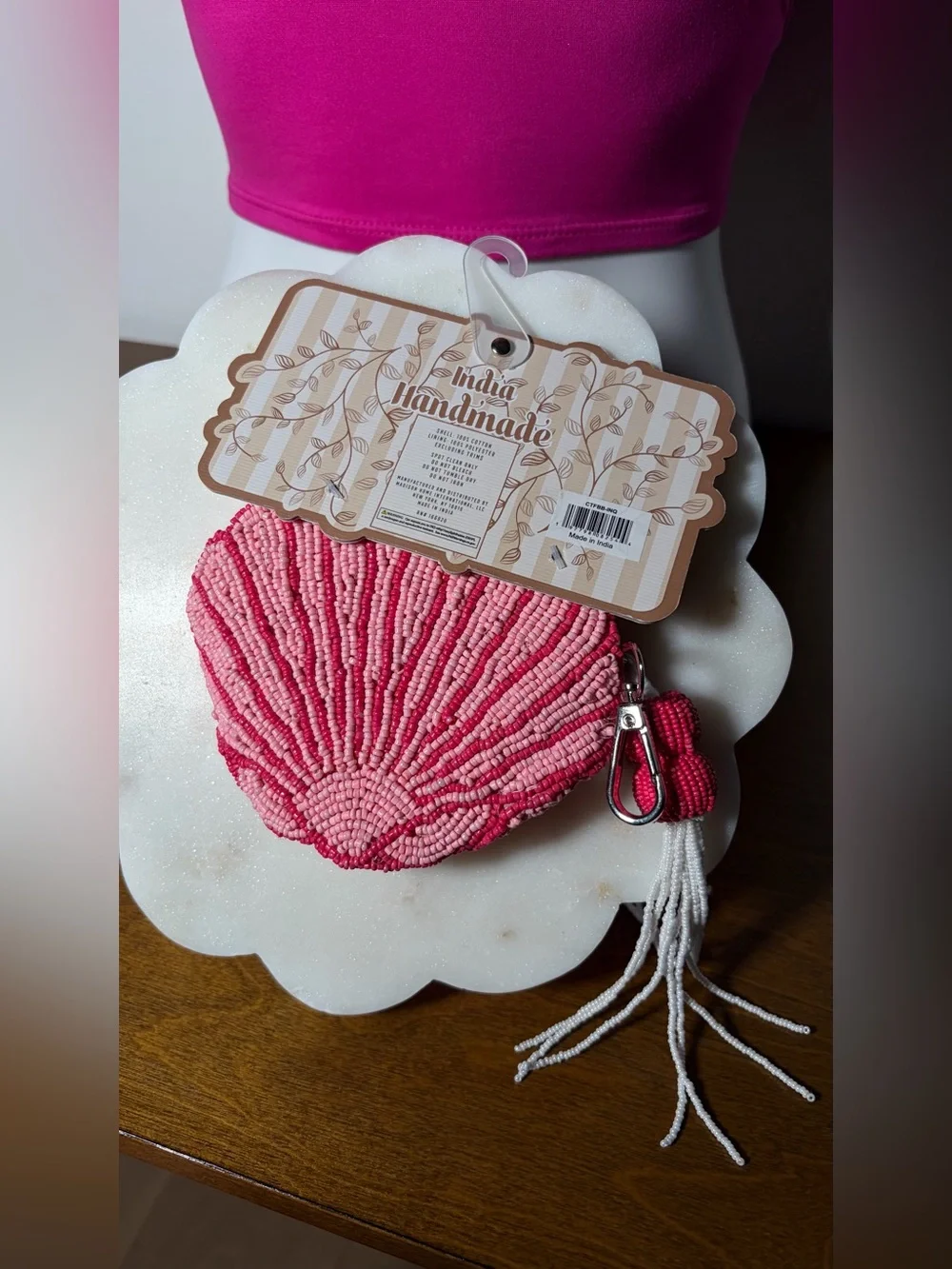 VIRAL BEADED BAG - PINK SEASHELL WALLET 2026